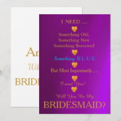 Grijs en Goud met hart word je mijn Bridesmaid I Kaart (Voorkant / Achterkant)