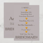 Grijs en Goud met hart word je mijn Bridesmaid Kaart (Voorkant / Achterkant)