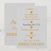 Grijs en Goud met hart word je mijn Bridesmaid Kaart (Voorkant / Achterkant)