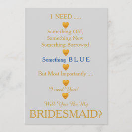 Grijs en Goud met hart word je mijn Bridesmaid Kaart