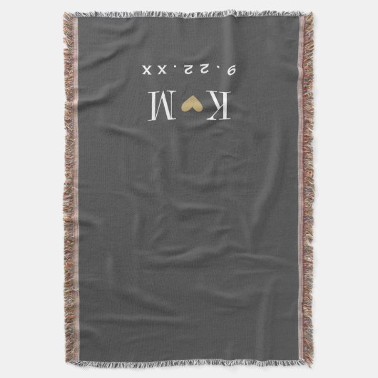 Grijs en Goud Modern Huwelijk Monogram Deken (Voorkant Verticaal)