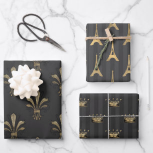 Grijs en goud Parijs thema Inpakpapier Vel