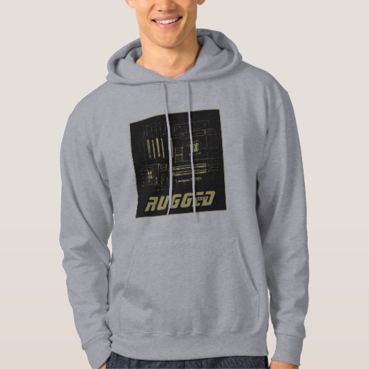 grijs en goud RUGED GEEK-moederbordtechnologie Hoodie (Voorkant)