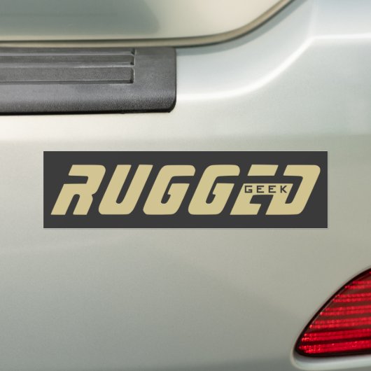grijs en goud RUGED GEEK Oxymoron Tech Nerd Bumpersticker (Op auto)