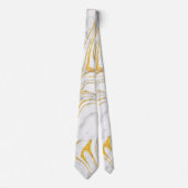 Grijs en Goud Textuur op Chic White Marble Stropdas (Voorkant)