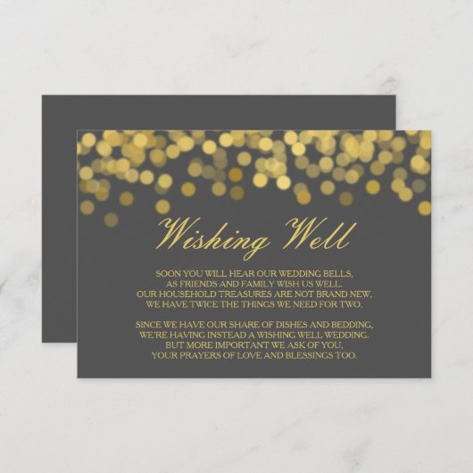 Grijs en Goud Twinkle Modern Wishing Well Kaart (Voorkant / Achterkant)