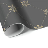 Grijs en goud vintage bloem cadeaupapier (Rol Hoek)