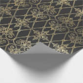 Grijs en goud vintage damast cadeaupapier (Hoek)