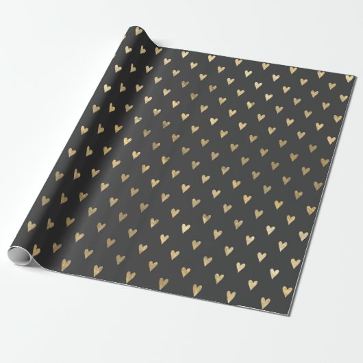 Grijs en goud vintage hart Doodle Cadeaupapier (Uitgerold)