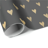 Grijs en goud vintage hart Doodle Cadeaupapier (Rol Hoek)