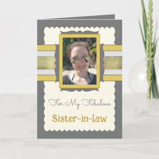 Grijs en goud voegen foto's toe als zuster in de w kaart (Voorkant)