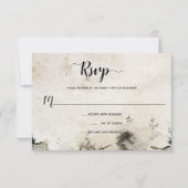 Grijs en Goud Waterverf Alpine Mountain Bruiloft | RSVP Kaartje (Voorkant)