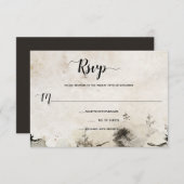 Grijs en Goud Waterverf Alpine Mountain Bruiloft | RSVP Kaartje (Voorkant / Achterkant)