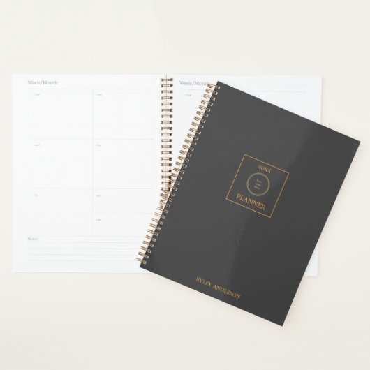 Grijs en Goud Zaken Logo Monogram Planner (Display)