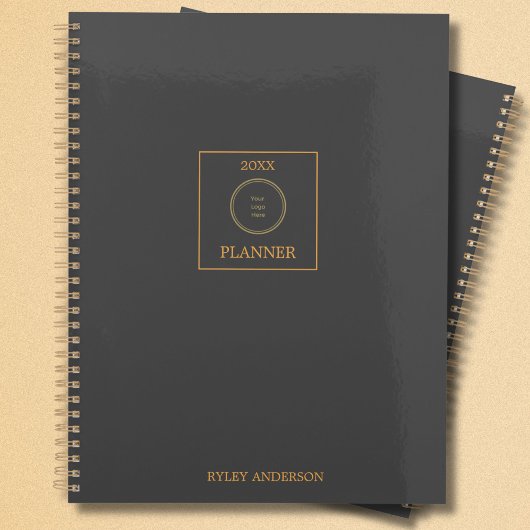 Grijs en Goud Zaken Logo Monogram Planner