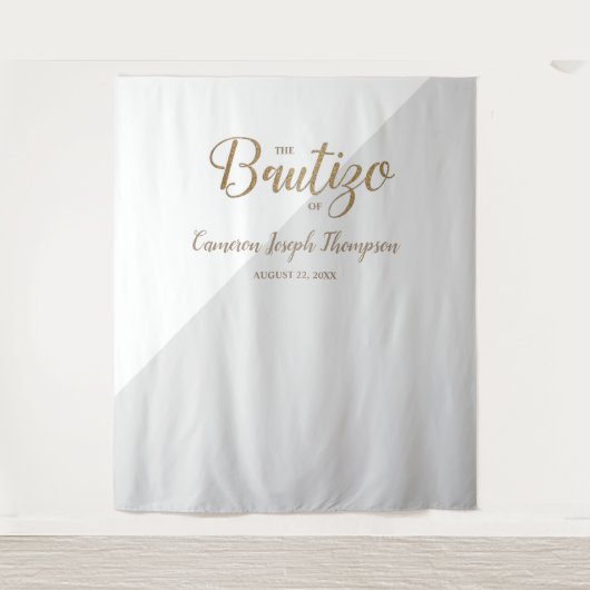 Grijs en Gouden baby Doop Custom Bautizo achtergro Wandkleed (Voorkant)