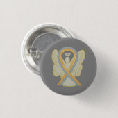 Grijs en Gouden Bewustzijnslint Aangepaste Engel P Ronde Button 3,2 Cm (Voorkant /achterkant)