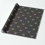 Grijs en Gouden Folie Parijs Kroonpatroon Cadeaupapier<br><div class="desc">Grijs en gouden kronen patroon inpakpapier.</div>