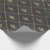 Grijs en Gouden Folie Paris Crown Cadeaupapier (Hoek)