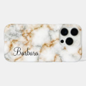 Grijs en gouden marmeren personaliseerbaar Case-Mate iPhone case (Achterkant (horizontaal))