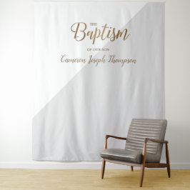 Grijs en gouden moderne doopachtergrond voor baby  wandkleed