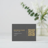 Grijs en gouden QR-code visitekaartje (Staand voorkant)