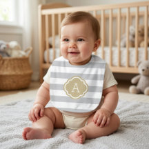 Grijs en Gouden Strepen Monogram | Kleuren aanpasb