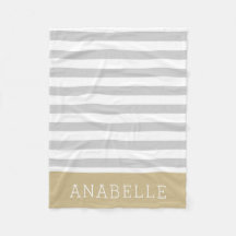 Grijs en Gouden Strepen Monogram | Kleuren aanpasb