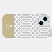 Grijs en Gouden Traliewerk Hart Monogram Case-Mate iPhone Case (Achterkant (horizontaal))