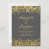 Grijs en Gouden Twinkle Moderne Huwelijksuitnodigi Kaart (Voorkant)