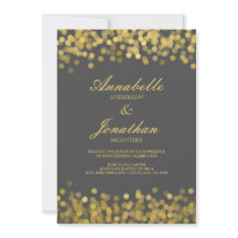 Grijs en Gouden Twinkle Moderne Huwelijksuitnodigi
