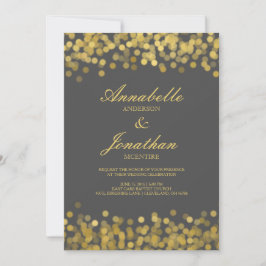 Grijs en Gouden Twinkle Moderne Huwelijksuitnodigi Kaart