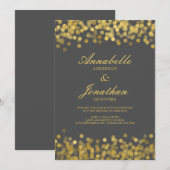 Grijs en Gouden Twinkle Moderne Huwelijksuitnodigi Kaart (Voorkant / Achterkant)