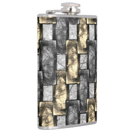 Grijs en gouden vlek, rechthoekige stukken, met ca heupfles