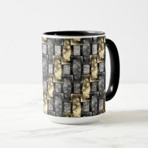 Grijs en gouden vlek, rechthoekige stukken, met ca