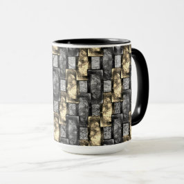 Grijs en gouden vlek, rechthoekige stukken, met ca mok