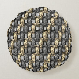 Grijs en gouden vlek, rechthoekige stukken, met ca rond kussen