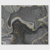 Grijs en goudmarmerontwerp cadeaupapier (Vlak)