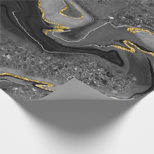 Grijs en goudmarmerontwerp cadeaupapier (Hoek)