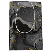 Grijs en goudmarmerontwerp medium cadeauzakje (Voorkant)