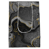 Grijs en goudmarmerontwerp medium cadeauzakje (Achterkant)