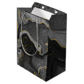 Grijs en goudmarmerontwerp medium cadeauzakje (Achterkant Gekanteld)