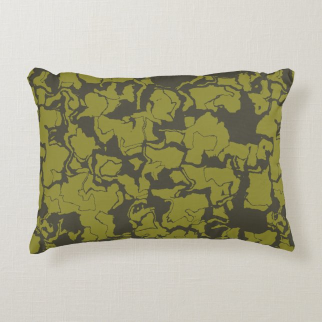 Grijs en groen abstract accent kussen (Voorkant)