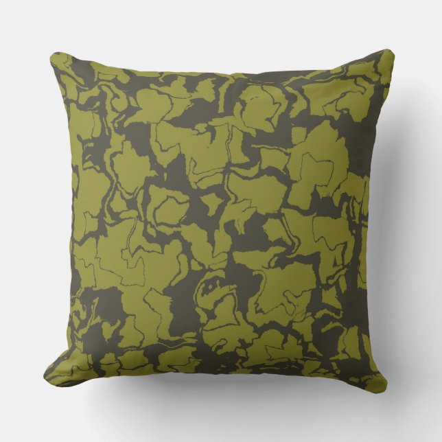 Grijs en groen abstract kussen (Voorkant)