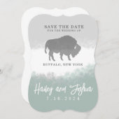 Grijs en Groen Buffalo Save the Date Kaart (Voorkant / Achterkant)