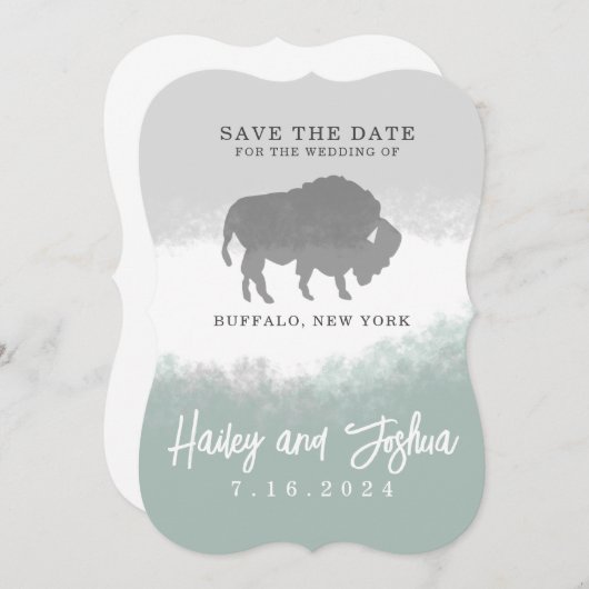 Grijs en Groen Buffalo Save the Date Kaart (Voorkant / Achterkant)
