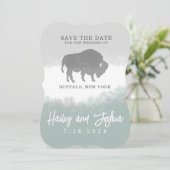 Grijs en Groen Buffalo Save the Date Kaart (Staand voorkant)