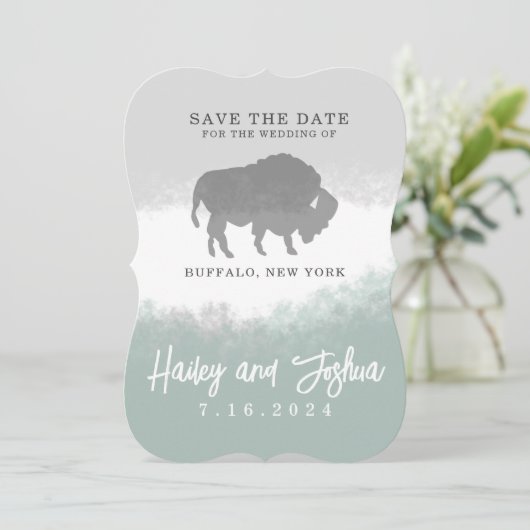 Grijs en Groen Buffalo Save the Date Kaart (Staand voorkant)