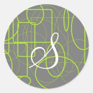 grijs en groen in het hele initiaal ronde sticker
