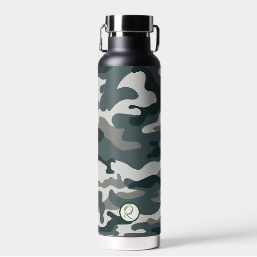 Grijs en groen kamo Dekkoper, geïnfuseerd Waterfles (Voorkant)